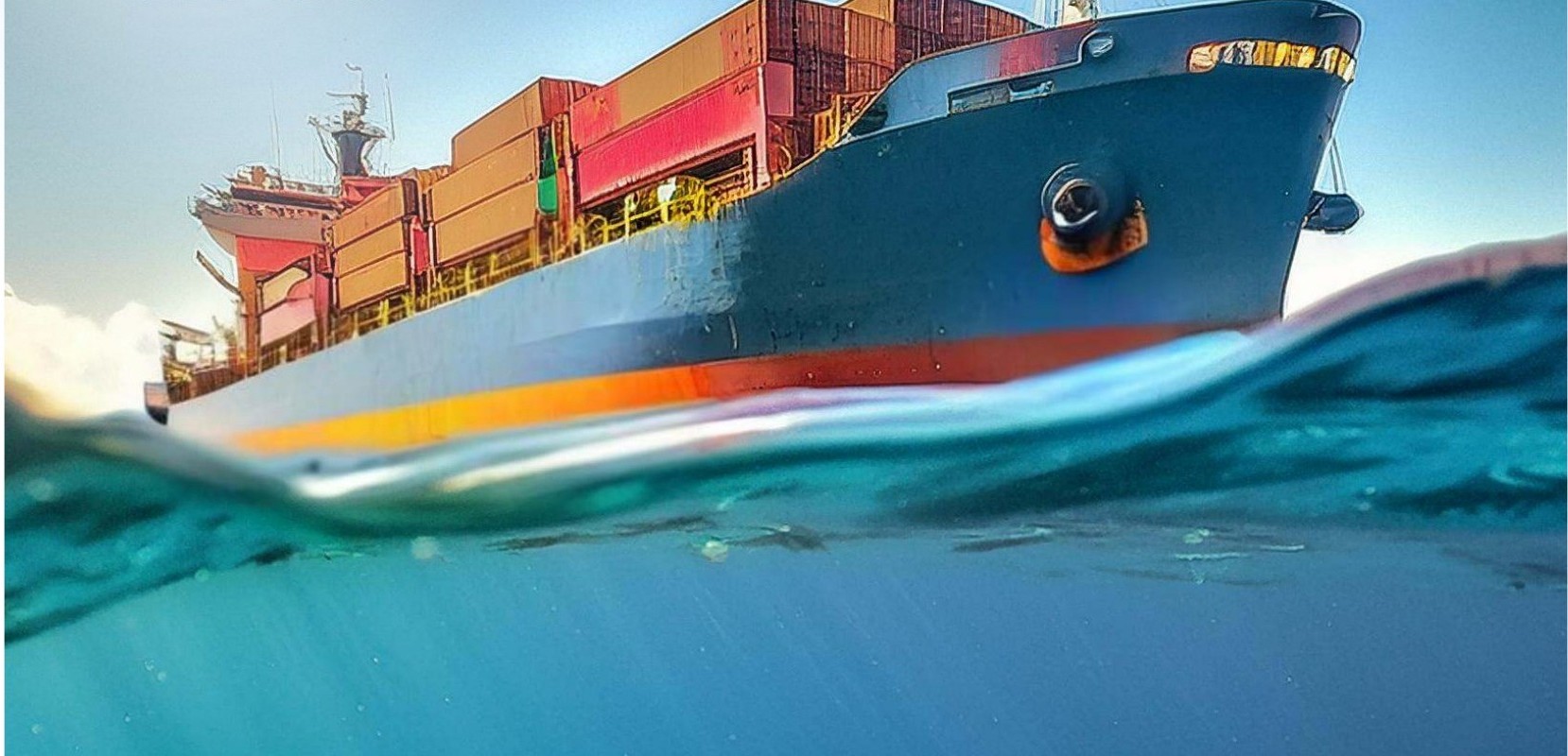 Corsica marine lubricants — cargo ship at sea